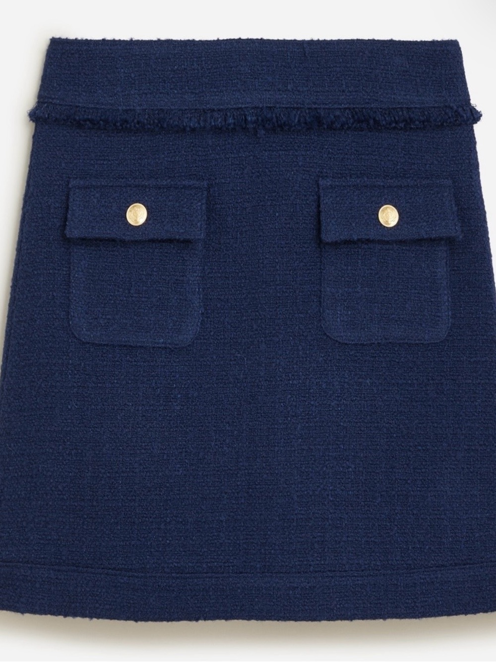 J. Crew Navy Tweed Mini Skirt with Gold Buttons